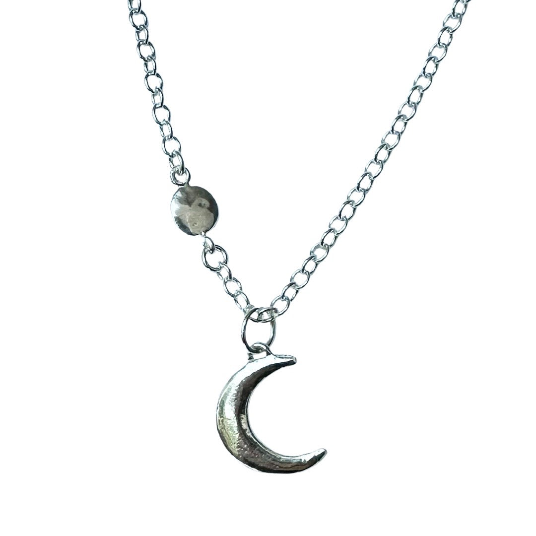 Silver Tiny Abundance Crescent Moon