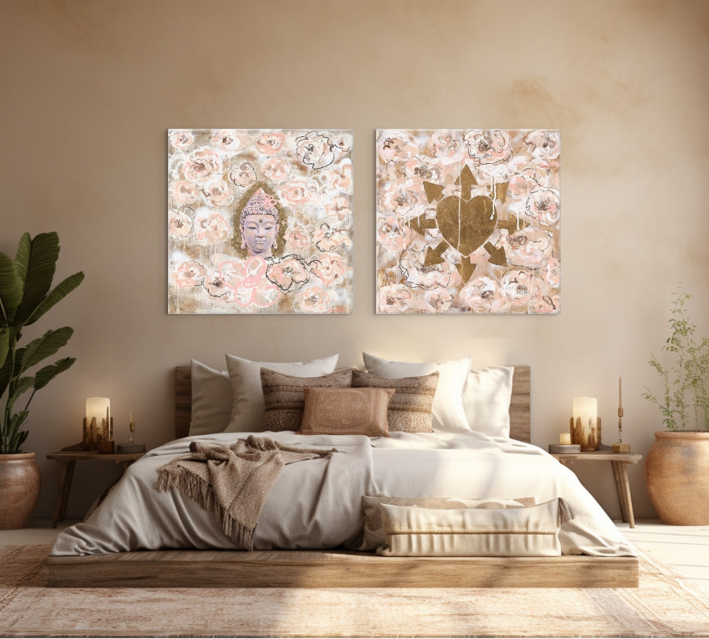 Floating Buddha in a Dream of Roses (Print)