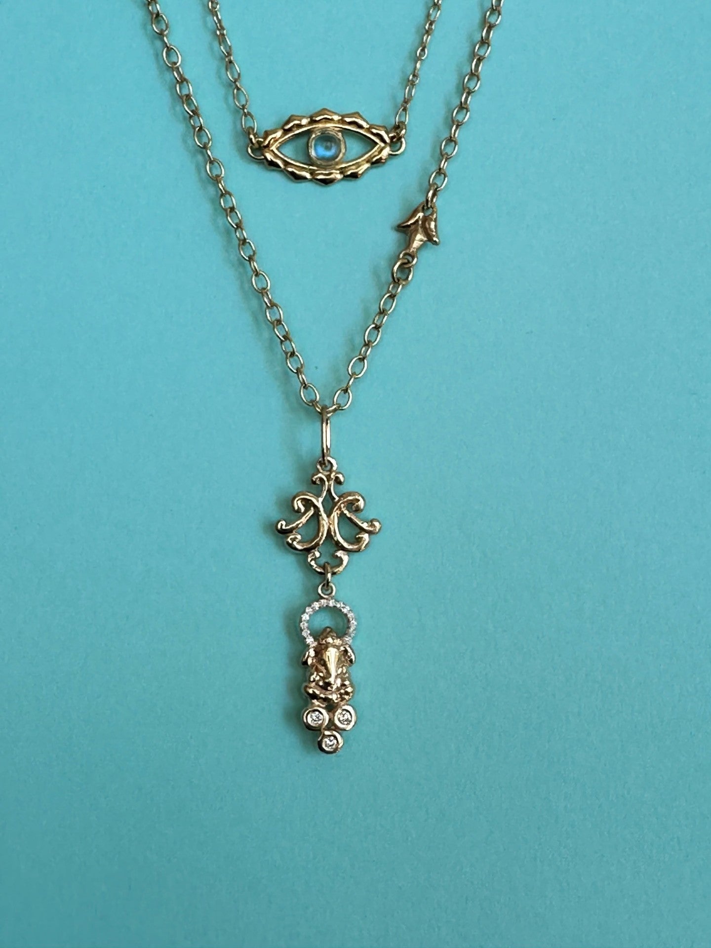 Evil Eye with Moonstone Cabochon (includes chain)