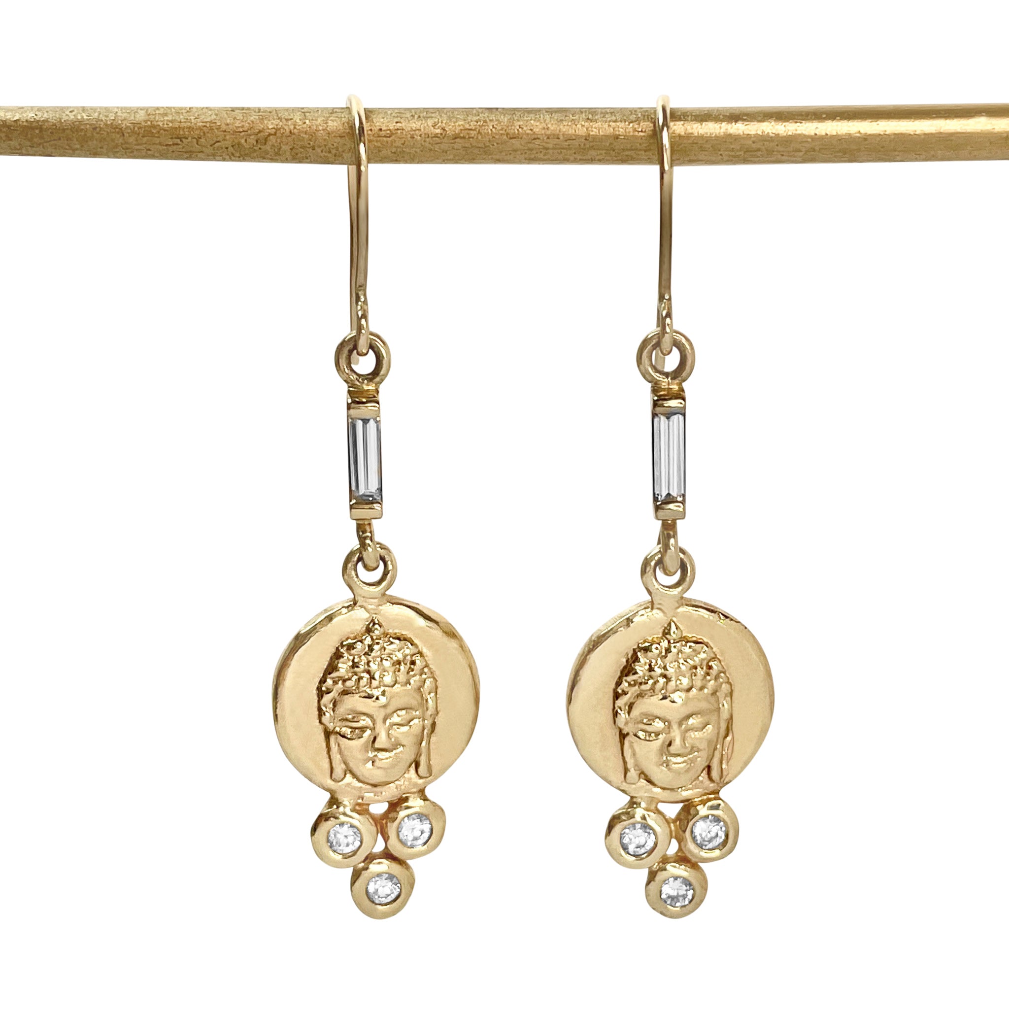 Triple Diamond Buddha Earrings