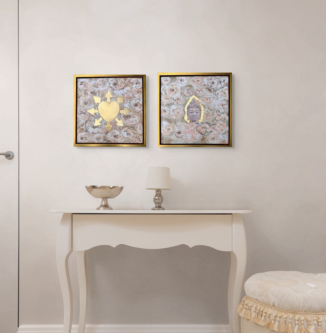 12 x 12 Floating Buddha in a Dream of Roses (Framed & Artist Enhanced)