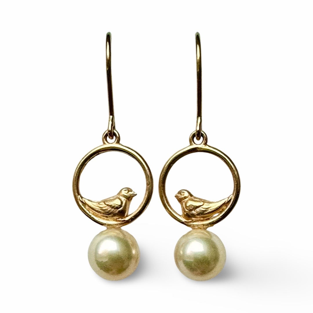 Bird and Pearl Earrings