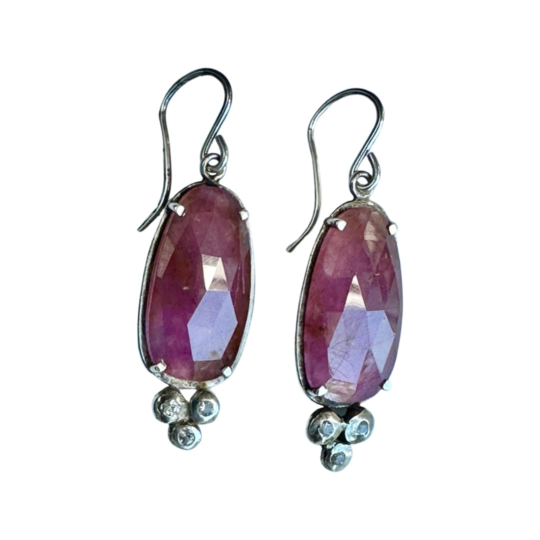 SE3 Ruby and Sapphire Silver Earrings