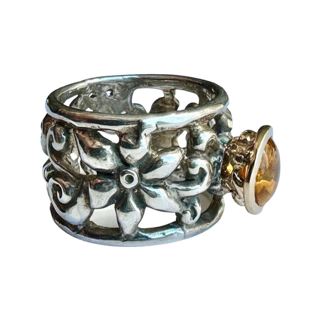 SR6 Silver Ring with Citrine set in Gold
