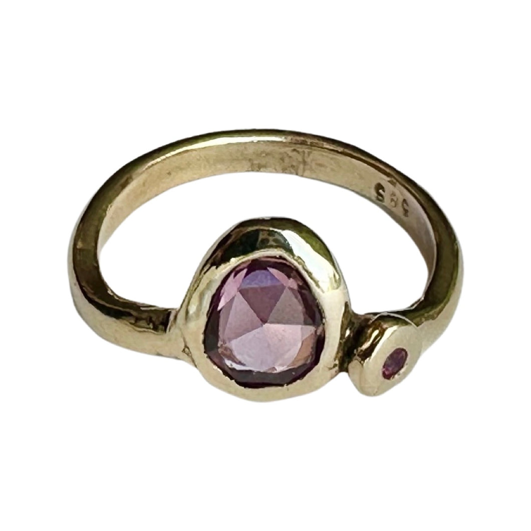 Gold Ring with Pink and Orange Sapphires