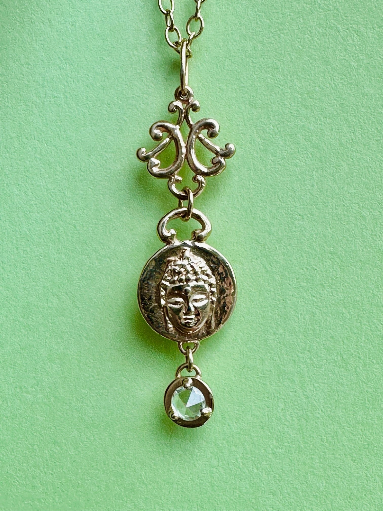 Buddha Cascade with Rose Cut Sapphire on Small Connector