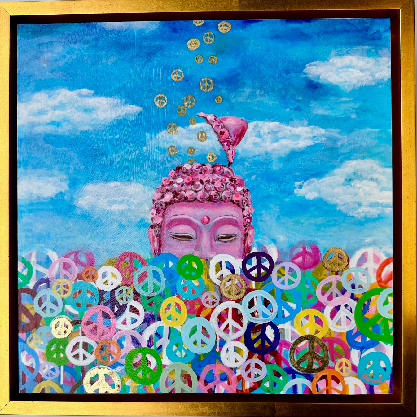 12 x 12 Peace Out Buddha (Framed & Artist Enhanced)
