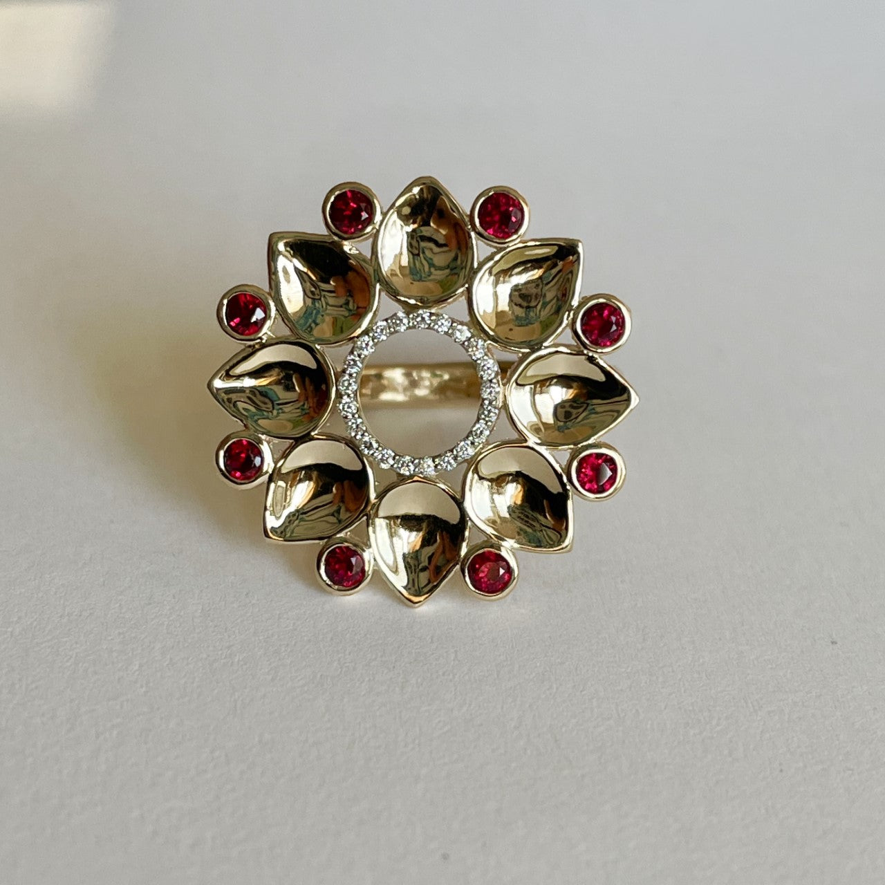 Bohoshakti Lotus Ruby Ring