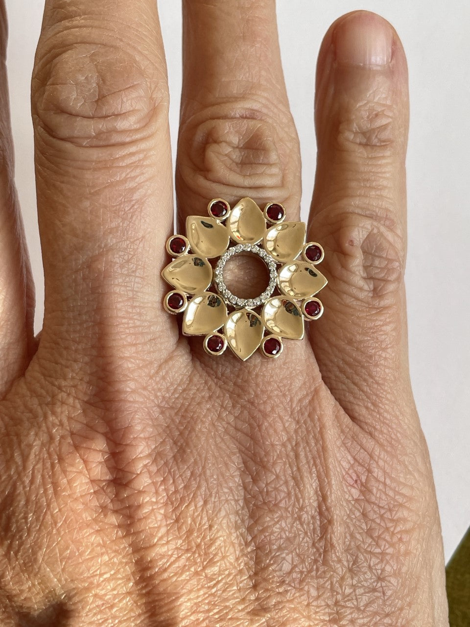 Bohoshakti Lotus Ruby Ring