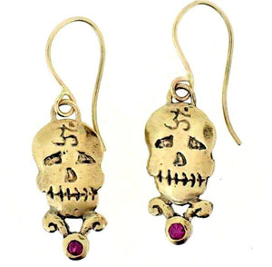 Kali Ma Skull Ruby Earrings