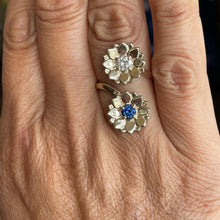 Load image into Gallery viewer, Diamond and Sapphire Double Manifest Lotus Ring
