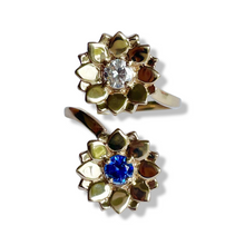 Load image into Gallery viewer, Diamond and Sapphire Double Manifest Lotus Ring
