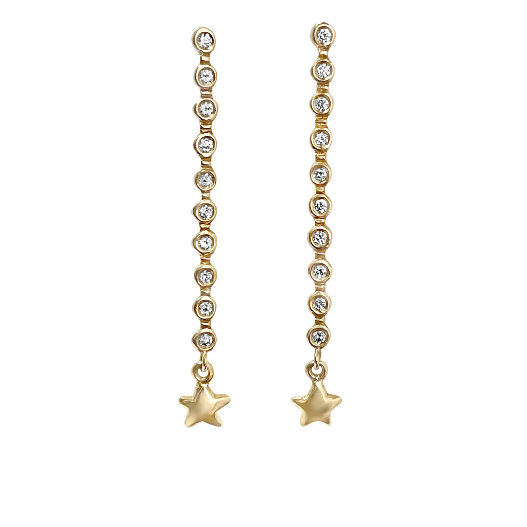 Diamond Drop Star Stud Earrings