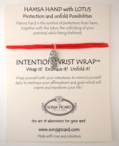 Hamsa Hand with Lotus Wrist Wrap - Protection & Unfold Possibilites