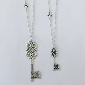 Double Lotus Heart Key Necklaces