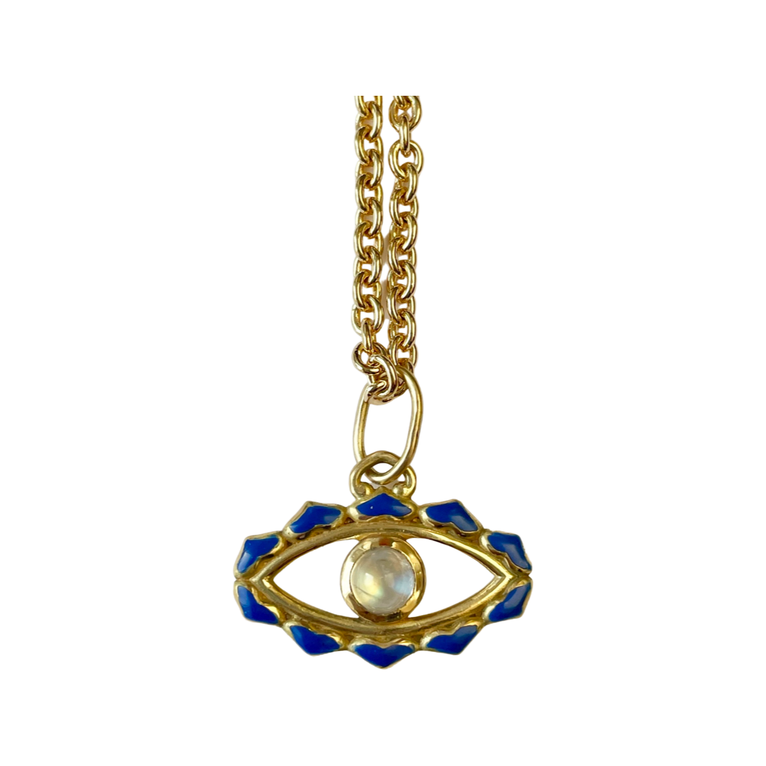 Evil Eye Moonstone Dark Blue Enamel