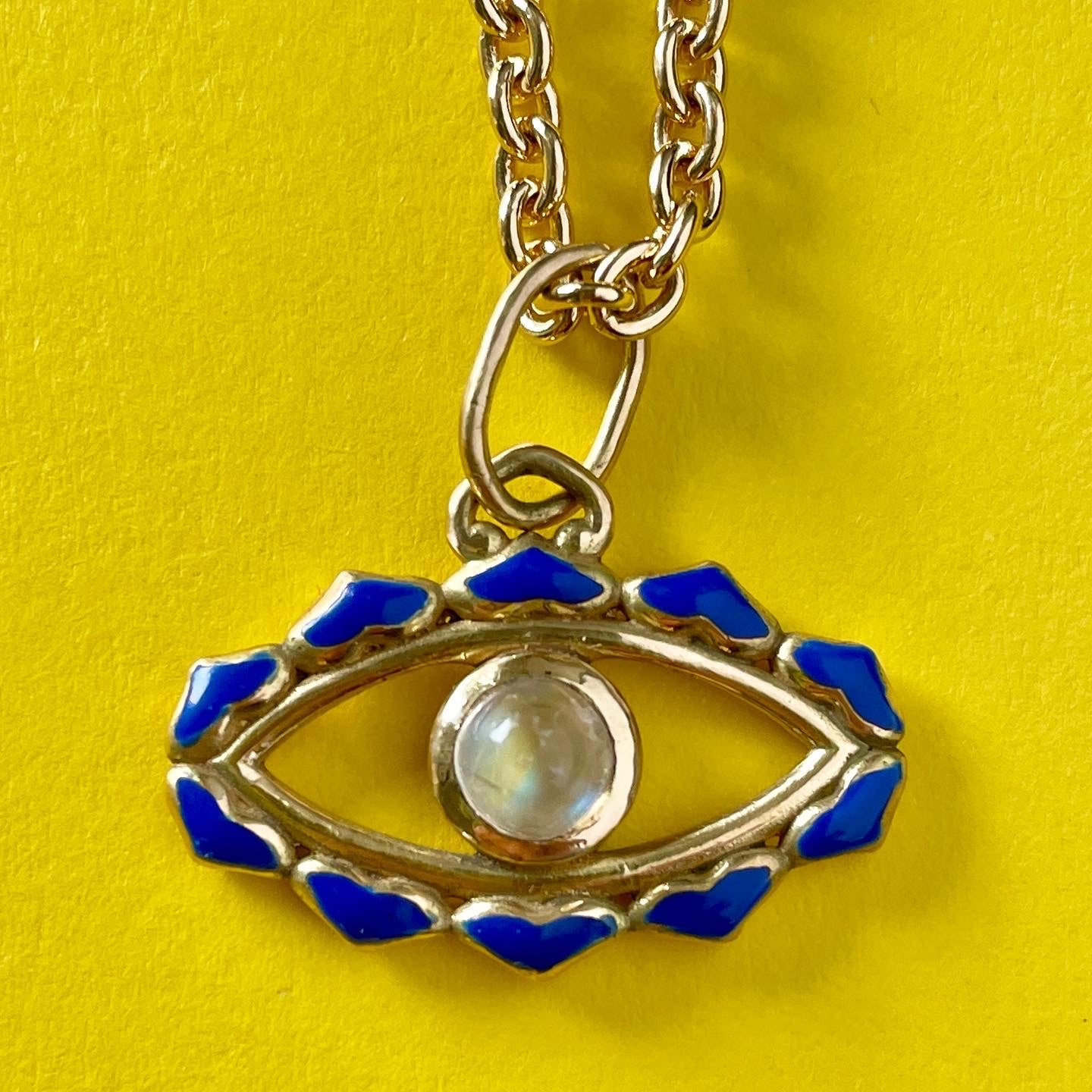 Evil Eye Moonstone Dark Blue Enamel