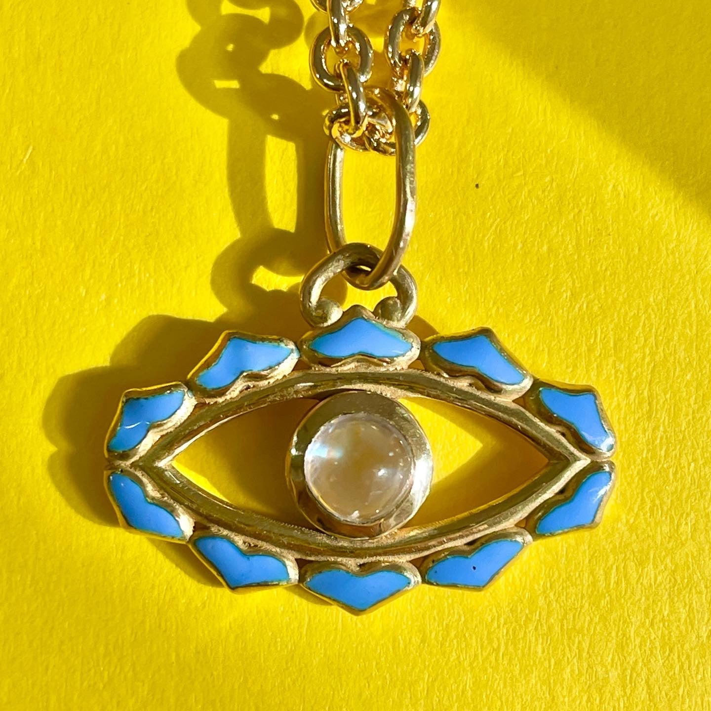 Evil Eye Moonstone Light Blue Enamel
