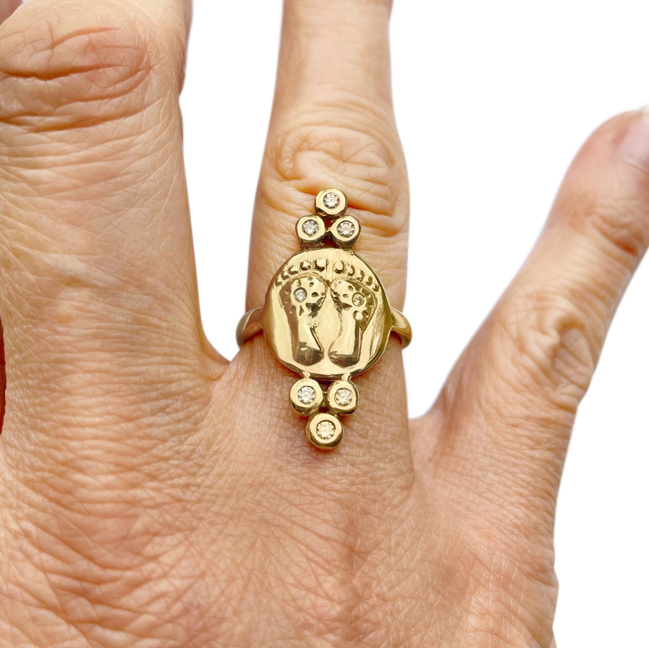 Triple Diamond Lakshmi Pada Ring