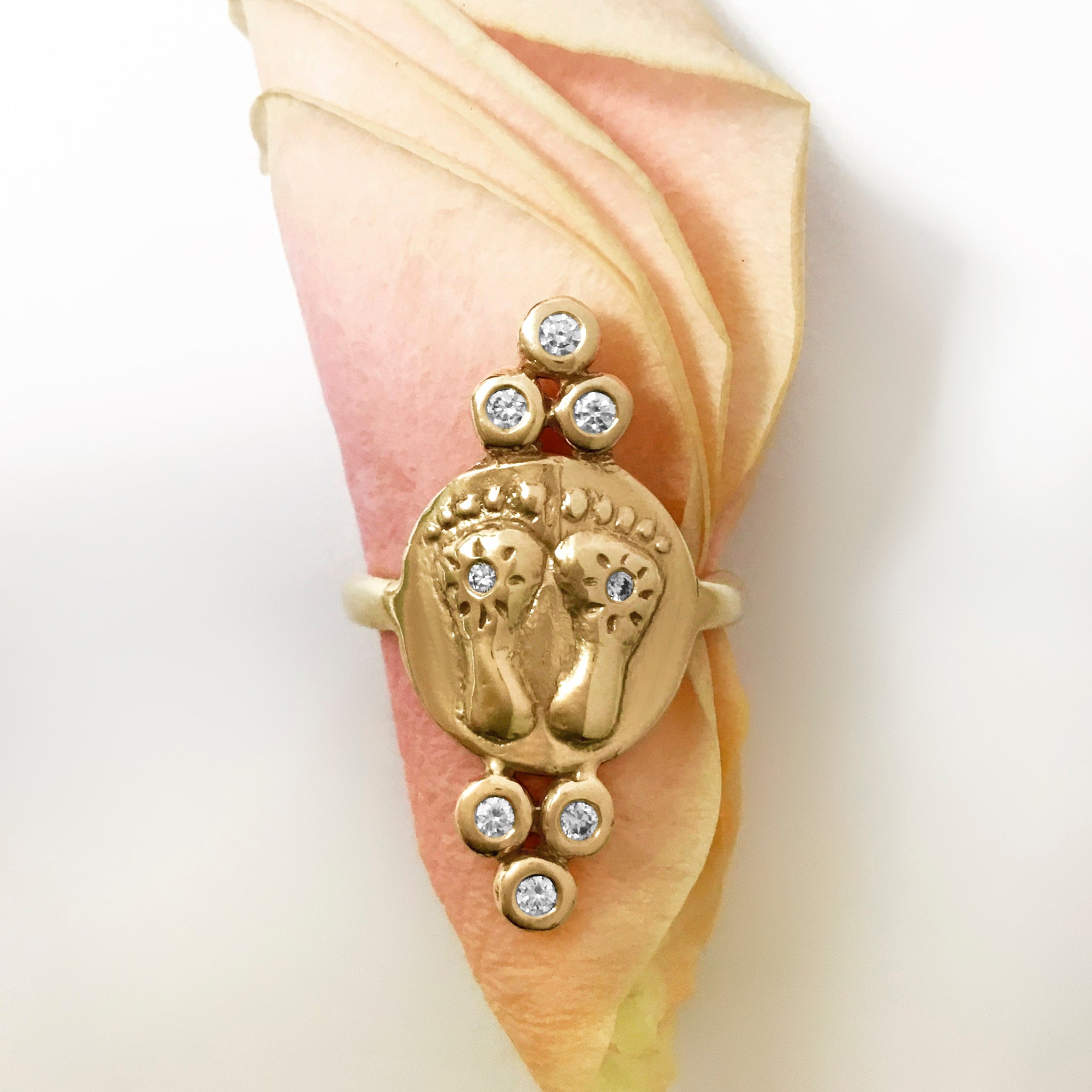 Triple Diamond Lakshmi Pada Ring