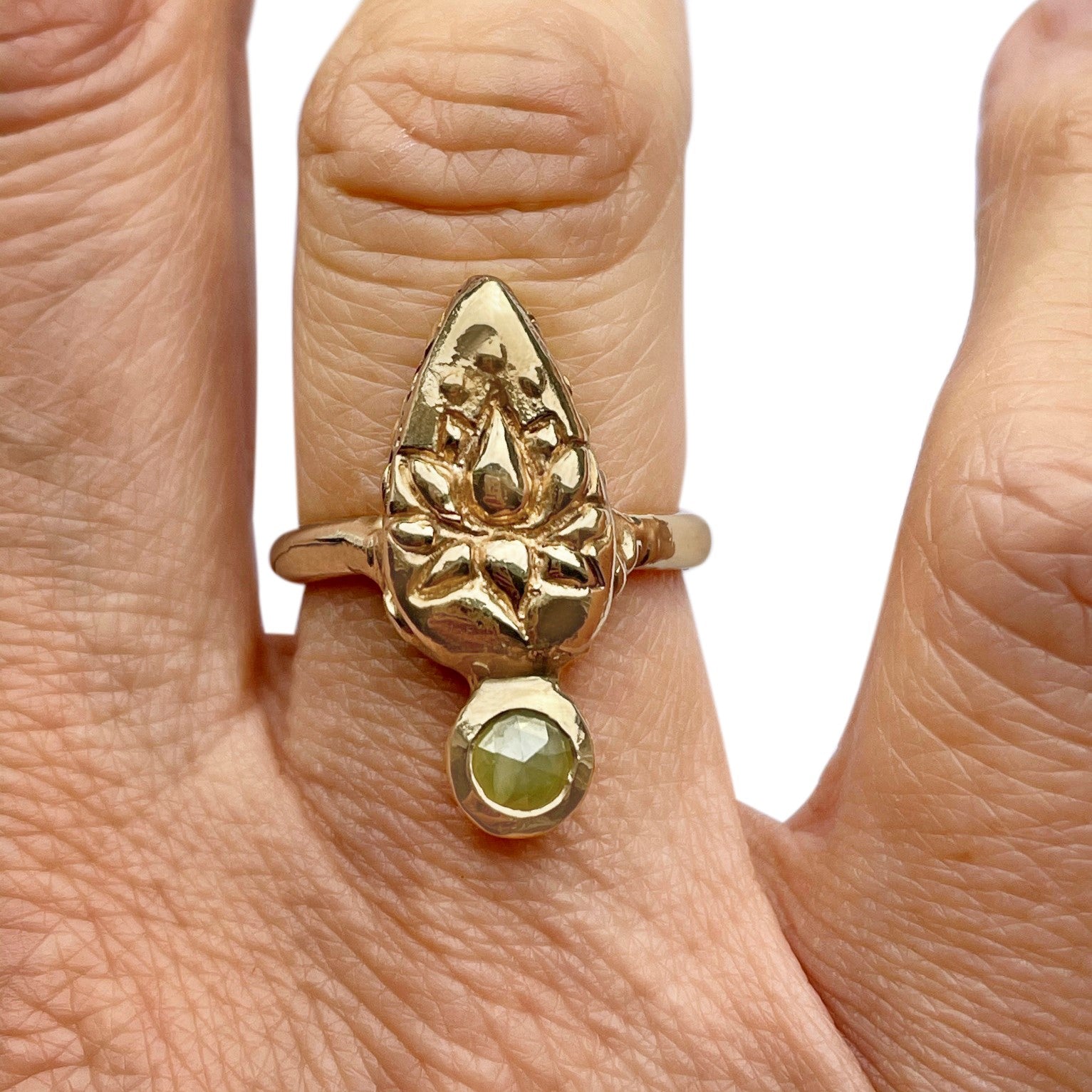 Lotus with Champagne Rose Cut Diamond