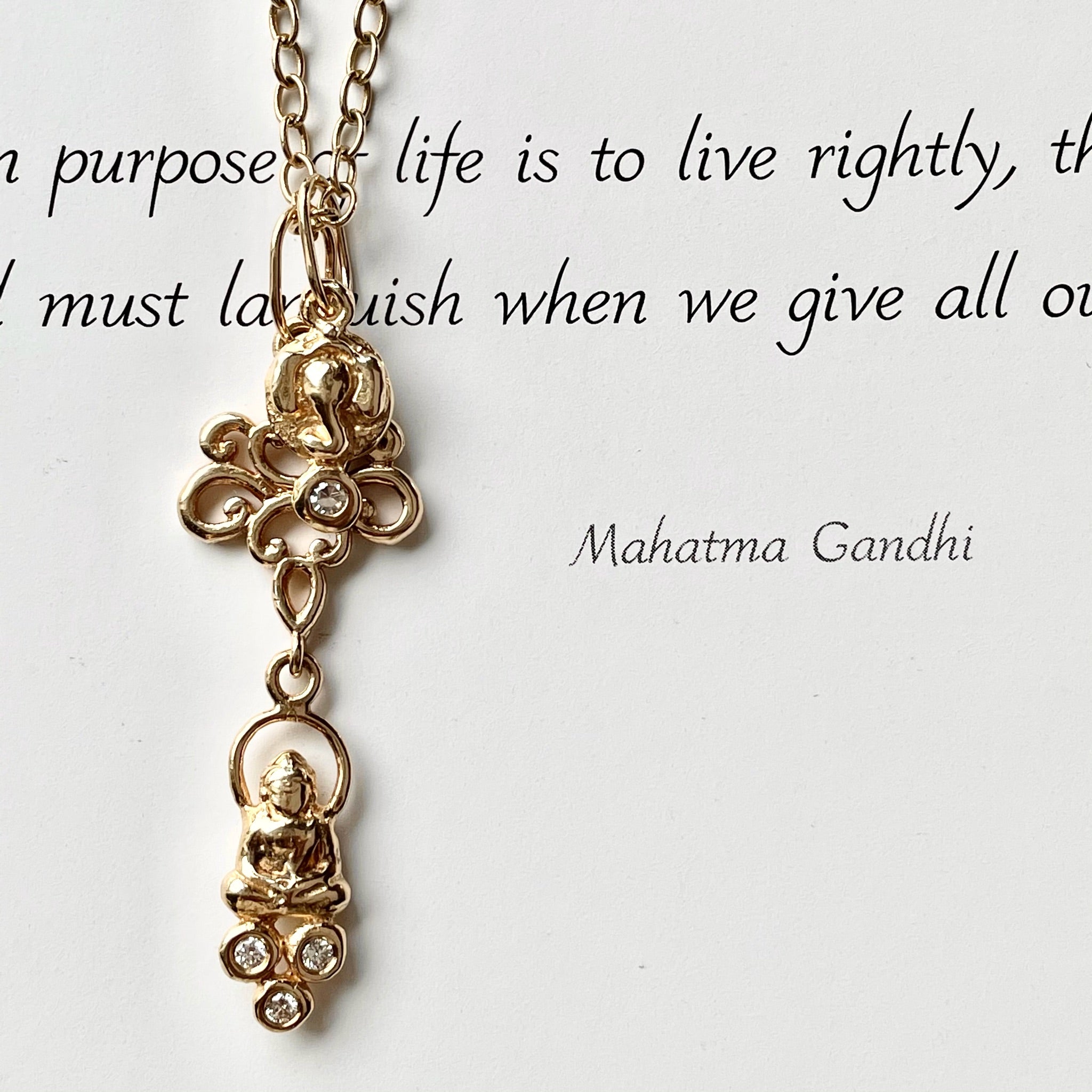 Floating Diamond Buddha on Baroque Lotus Connector