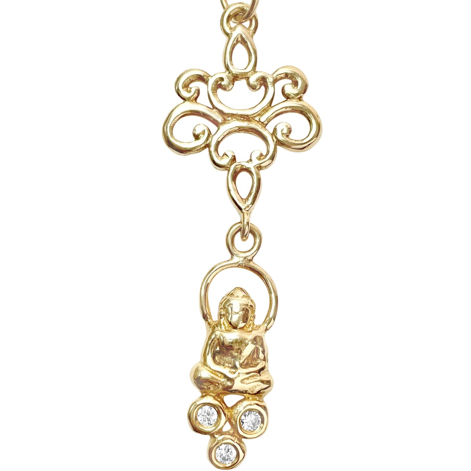 Floating Diamond Buddha on Baroque Lotus Connector