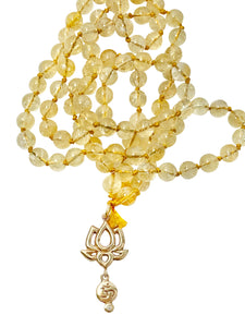 Om Lotus and Citrine Mala